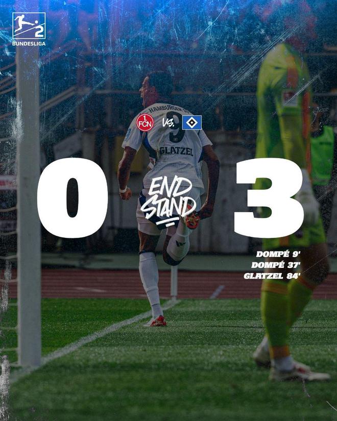 漢堡近勝榜首，德甲近在咫尺！3-0勝紐倫堡，領(lǐng)跑德乙！